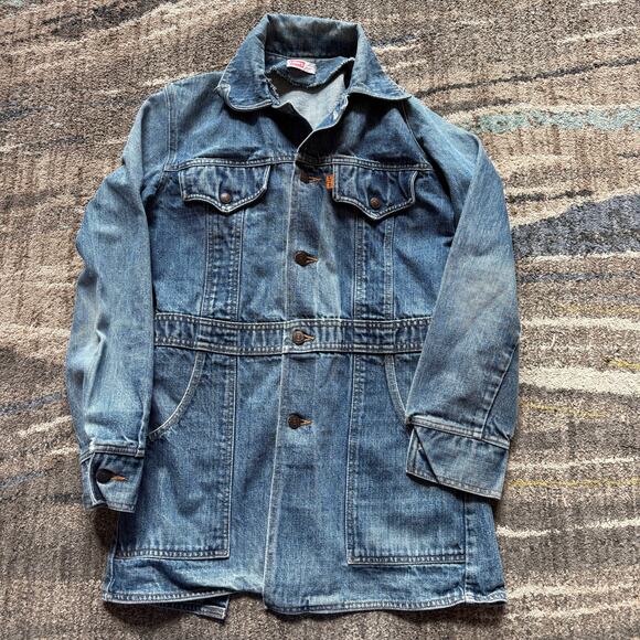 Levi's Other - Vintage 70s Levi's Orange Tab Denim Blue Jean Safari Split Chore Jacket Sz Small